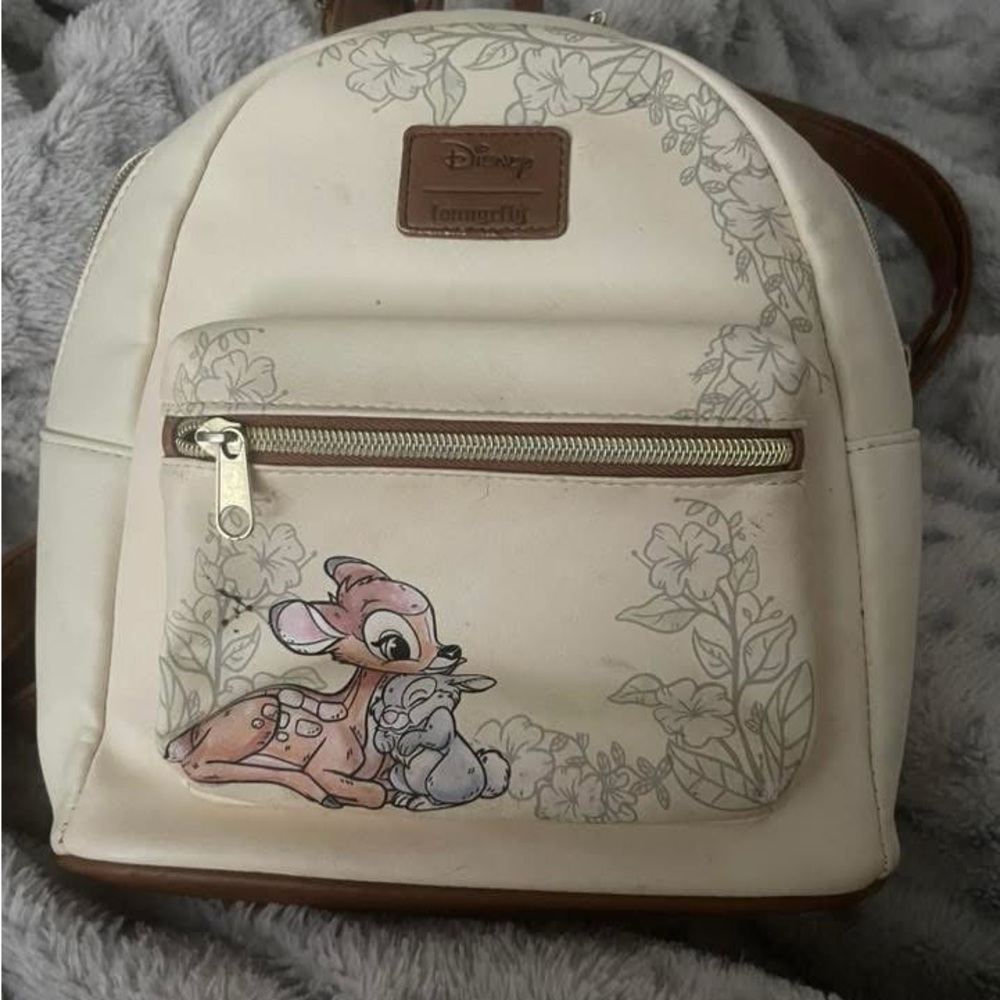 Loungefly Cream Bambi Floral Mini Backpack